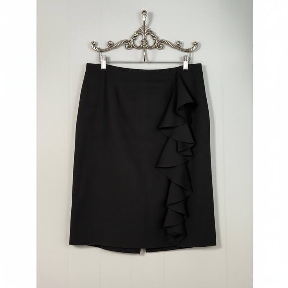 Isabella Suits · Black Ruffle Midi Skirt · Size 12 · Career · Coquette Aesthetic - Picture 1 of 8